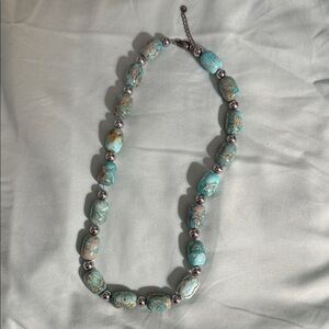 Turquoise & Silver Beaded Necklace